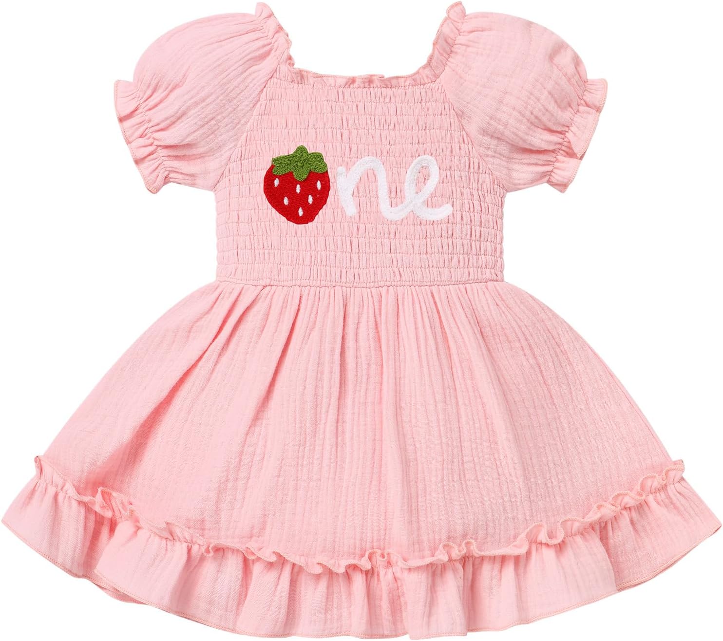Baby Girl Strawberry Sun Romper Dress with Headband One Half Year Cake Smash Outfits Princess 1st Birthday Clothes