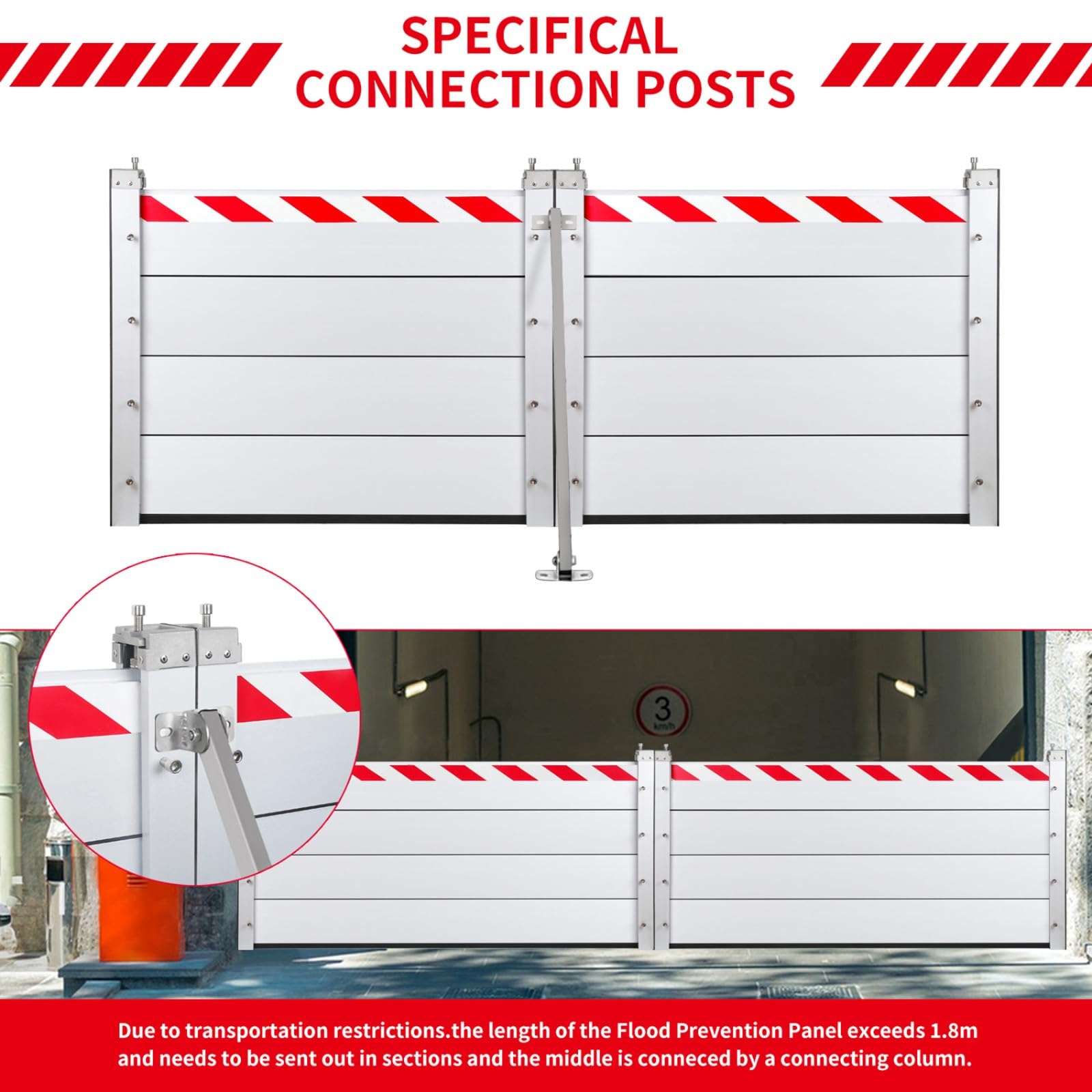 Barrière Anti-Inondation Aluminium 80x40CM Barrière Anti Inondation Porte Garage Réutilisable Barrière Mobile De Protection Contre Les Inondations Barrière De Sécurité Inondation