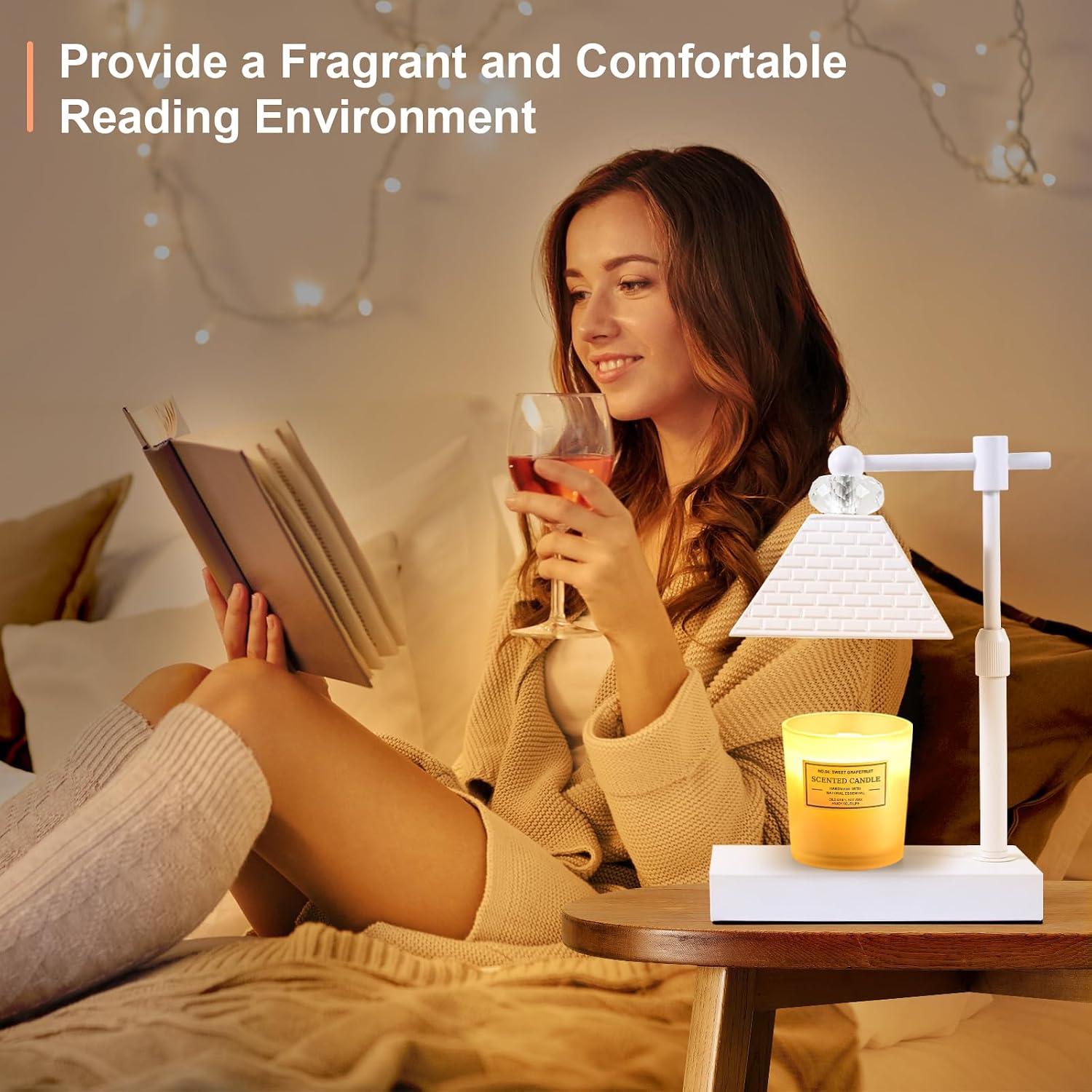 Candle Warmer lamp with Timer Dimmable,USB ChargingPortcandle Candle Lamps Cute Candle Warmer Suitable for Home Decoration,Bedroom and Living Room decoratio White