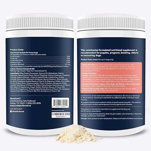 Miniatura 8 de Vets Preferred Fórmula de reemplazo de leche para cachorros, suplemento en polvo de reemplazo de leche para perros embarazadas, lactantes y