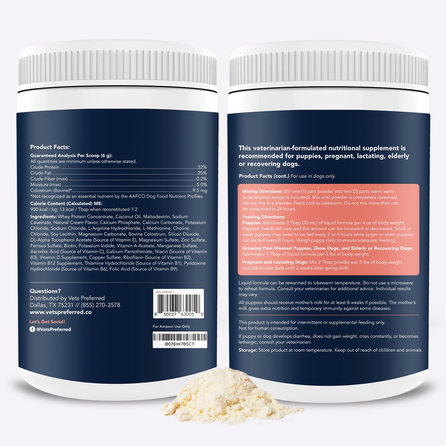 Vets Preferred Puppy Milk Replacement Formula - Dog Milk Replacer Powder Supplement for Pregnant, Lactating, Aging Dogs - Enriched with Colostrum - Nutritious Nursing Formula for Puppies - 12 Oz