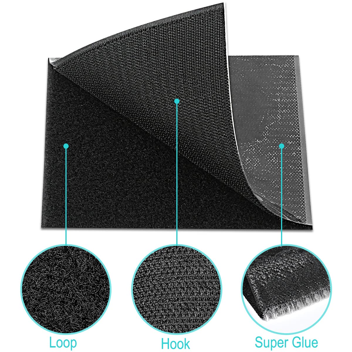 Narisley con gancio e anello con adesivo per evitare che i cuscini del divano scivolino, Cuscini antiscivolo per divano, 12 pezzi, per divano, divano e materasso (15 cm x 15 cm, nero)