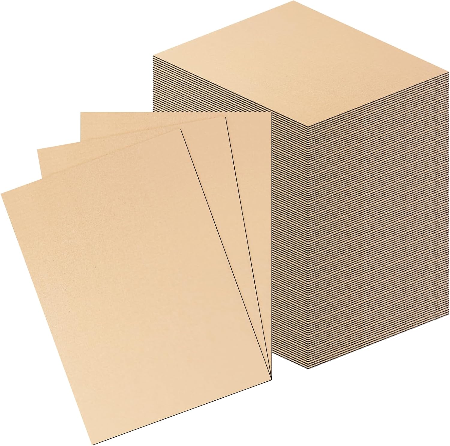 100 Pieces Corrugated Cardboard Sheets Flat CardBoard Sheets for Mailer Inserts and Dividers, Crafts, Packing, Shipping, Moving, Mailing (Brown, 3.5x4.5 Inch)