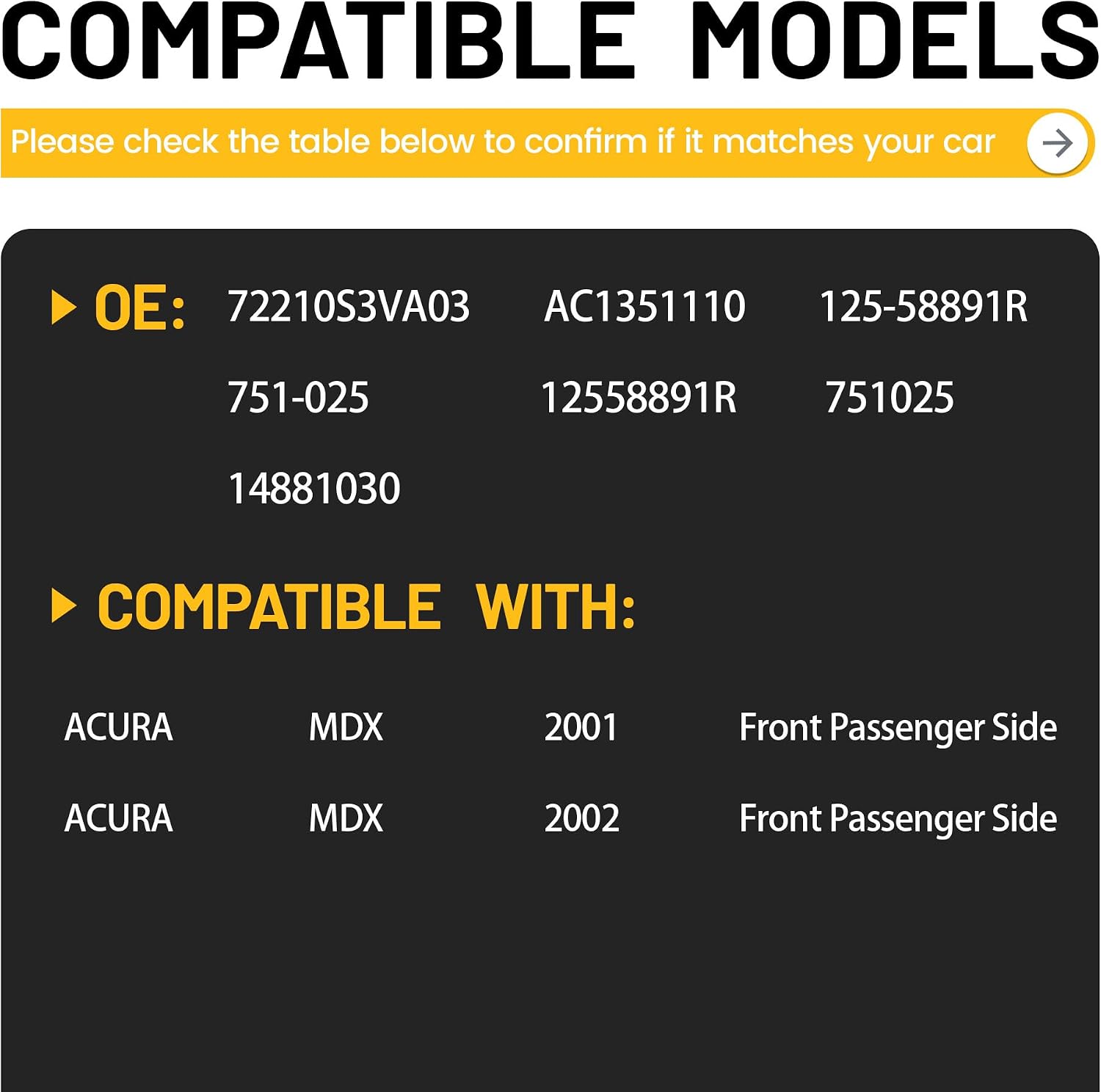 Power Window Regulator with Motor Front Passenger Side Compatible with Acura MDX 2001-2002, Replaces# 72210S3VA03 751-025