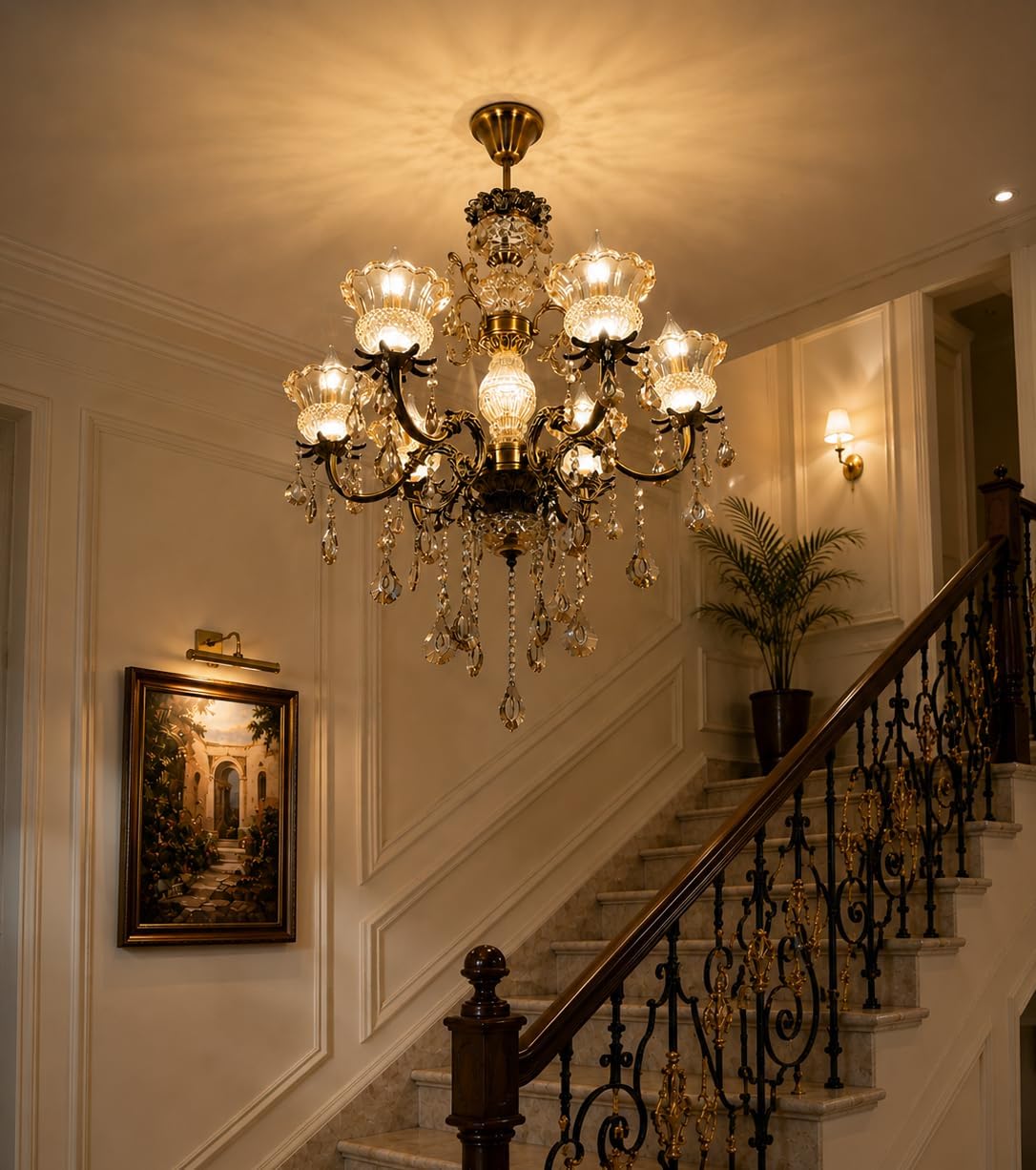 Luxury Italian Gold Chandelier - 6 Lights FREE SHIPPING -5