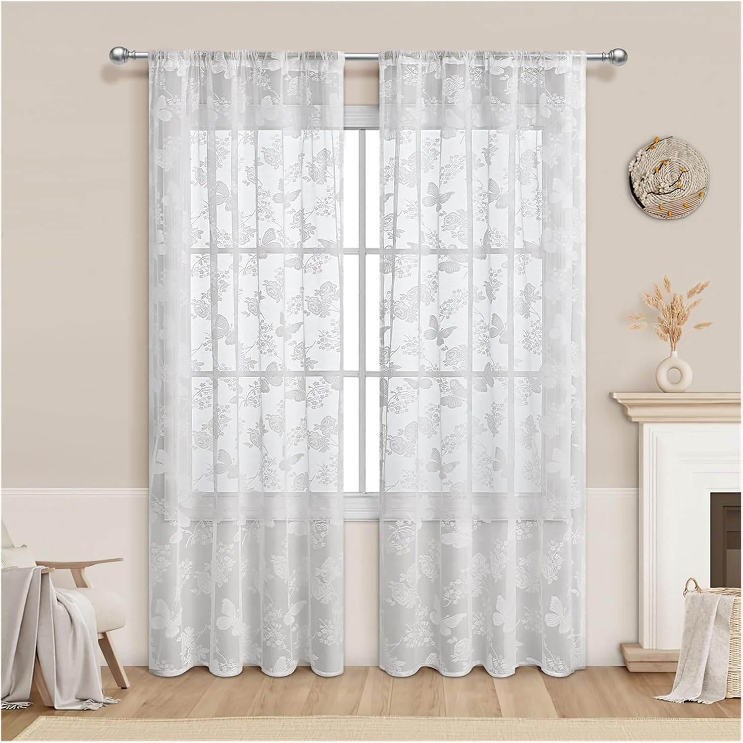 Solid Blackout Curtains for Bedroom 1piece White Shading Rod Curtains Bedroom Living Room Decoration Beautification Window Screening(W100cmxH130cm)