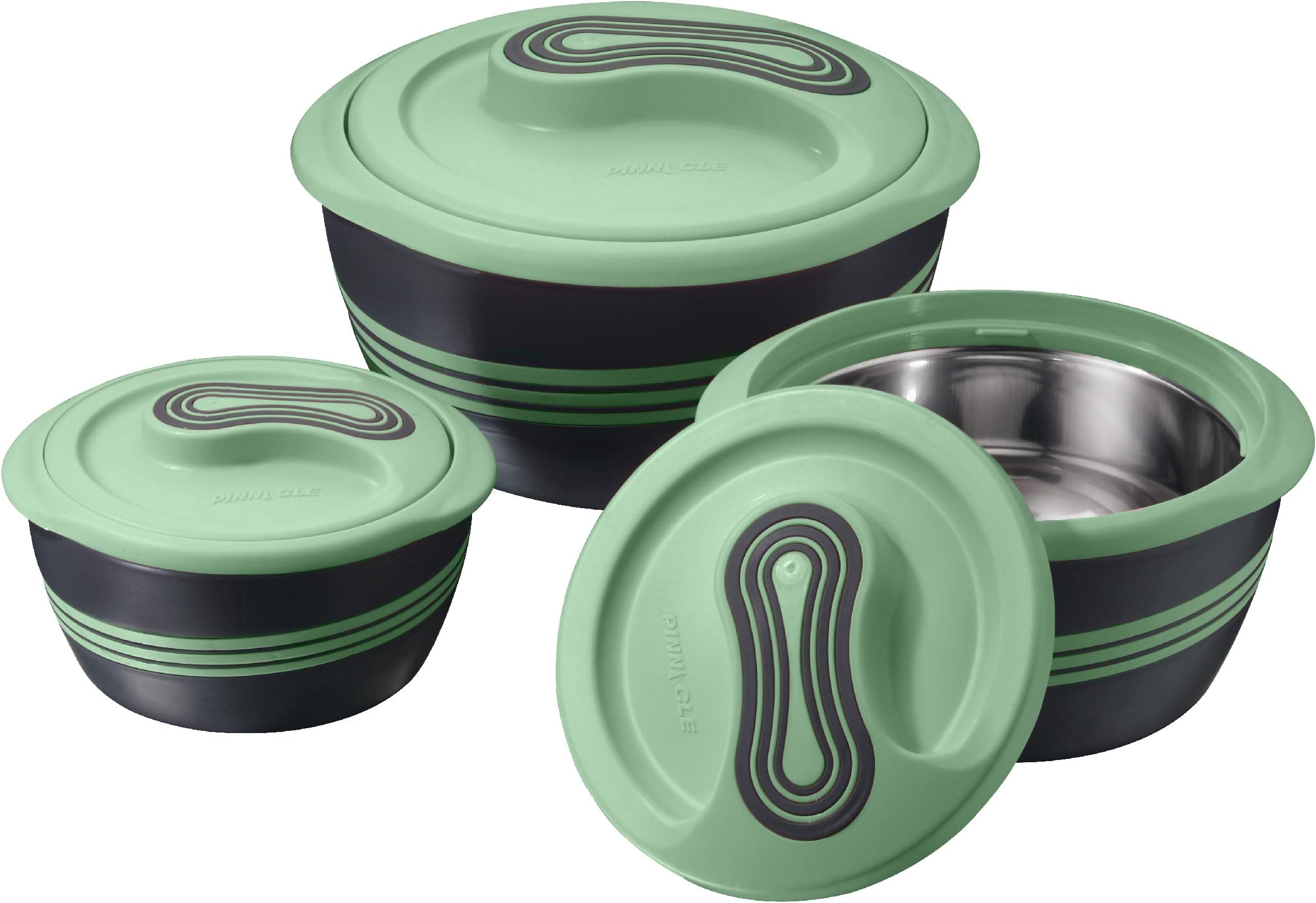 Insulated Casserole Dishes with Lid 3 pc Set - 2.5/1.4/0.9 litre Hot Pot Food Warmer/Cooler - Thermal Soup/Salad Serving Dishes with Lids - Stainless Steel Hot Food Container Gift Set for Mum