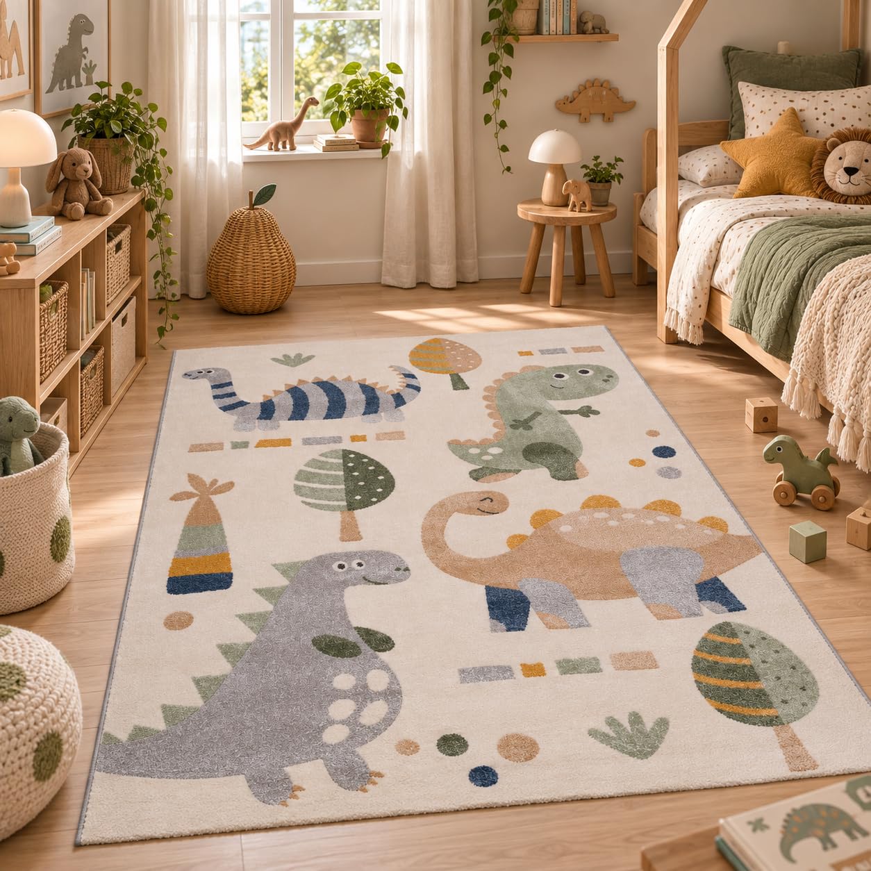 Pergamon Kinderteppich Maui Kids Dinos Grün Blau Dinosaurier Kinderzimmer