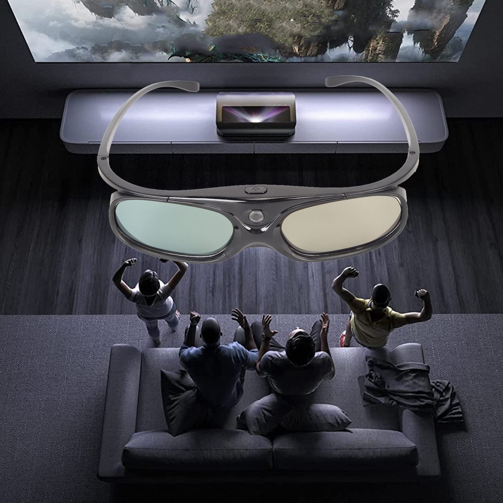 DLP 3D-bril, 144 Hz Oplaadbare DLP Link 3D Active Shutter-bril voor Alle 3D DLP-projectoren, Links-rechts-oogrotatie, voor Vivitek, voor LTV 2500, voor LTV 3500, 2-pack