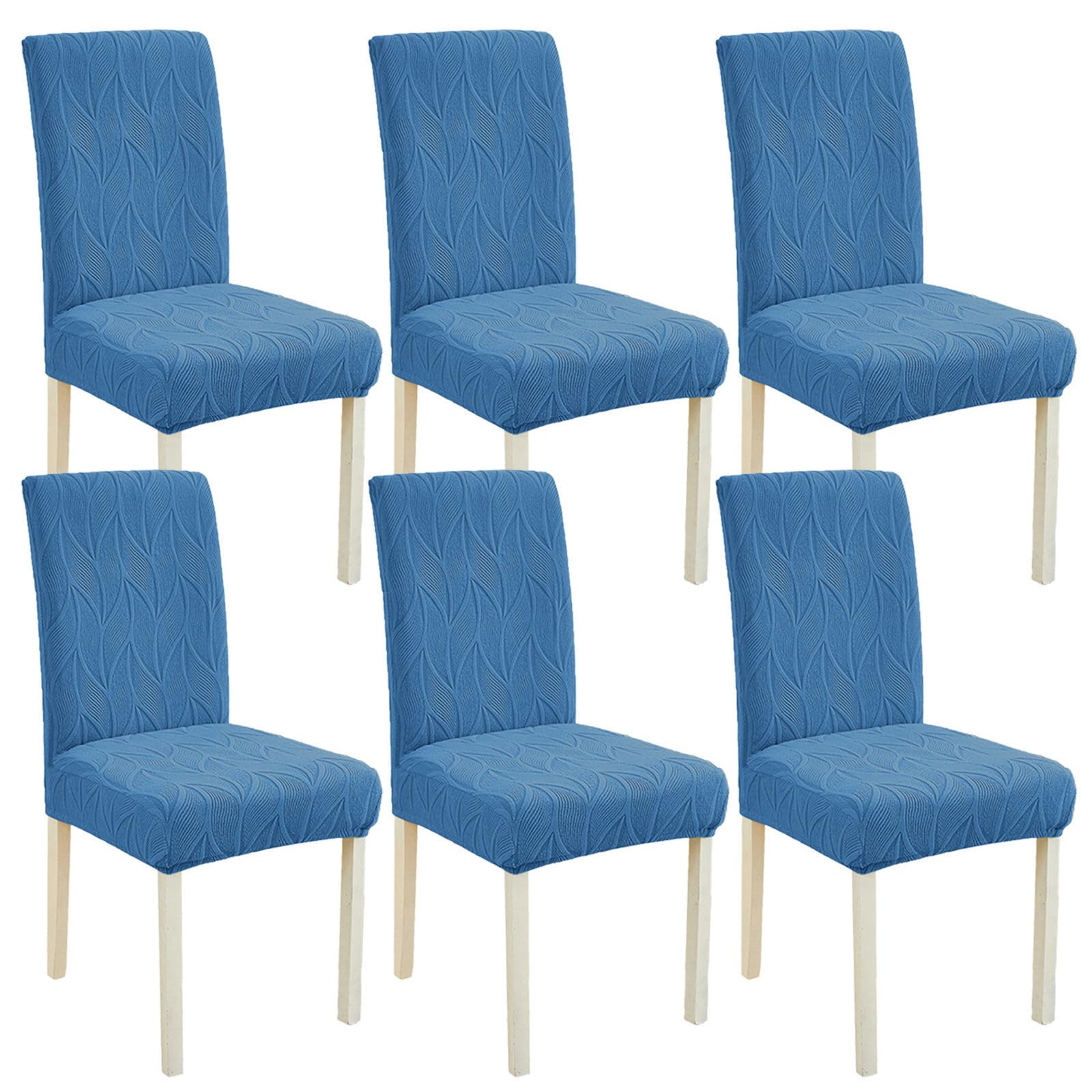 Coprisedie Elasticizzati per Sala da Pranzo Coprisedie da Cucina in Spandex Morbidi Rimovibili E Lavabili con Elastico sul Fondo - Blu Scuro - 6 Pezzi