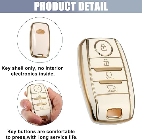 Miniatura 3 de Unifizz Funda para llavero inteligente de TPU para Kia Forte Koup para Kia NIRO para Kia Optima para Kia Rio Blanco