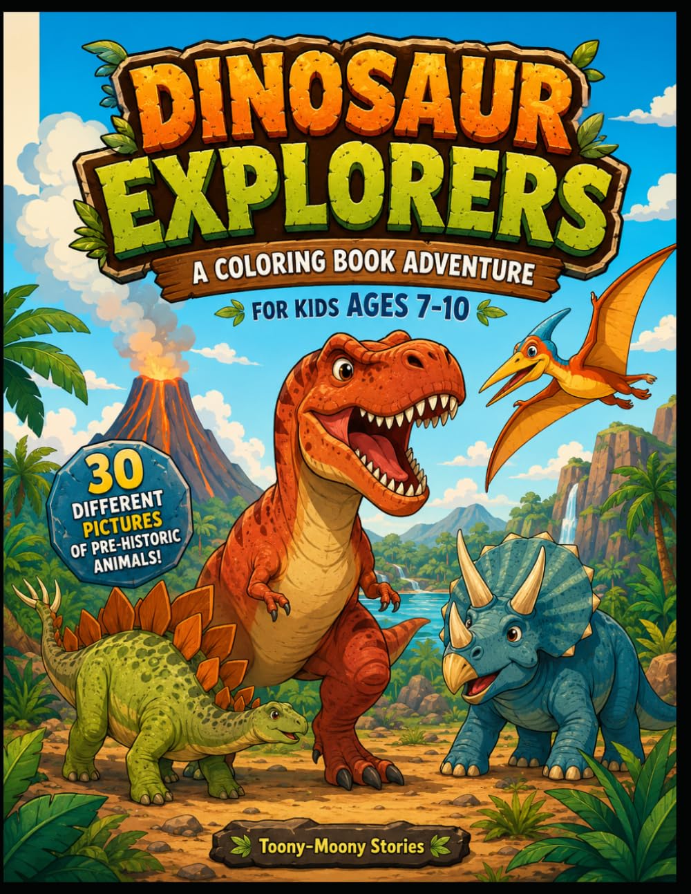 Dinosaur Explorers: A Coloring Book for Kids Ages 7-10 with 30 Dinosaurs to Discover and Color