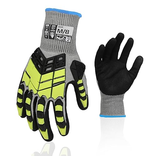 Guantes de trabajo de seguridad, guantes de impacto para hombres y mujeres, resistentes a los cortes, antideslizantes, resistentes con agarre de