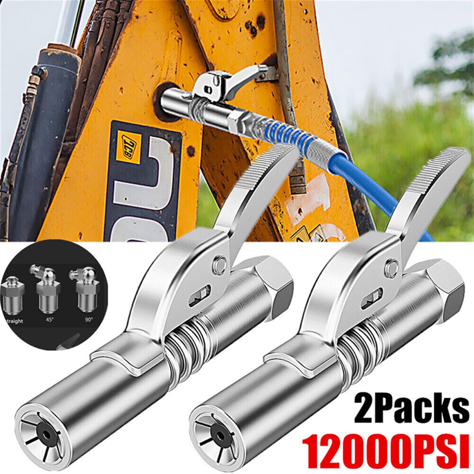 Łącznik do smarownicy Złącze pistoletu smarowego Smarownica Złączka Dysze wtryskowe 1/8” NPT Końcówki złączki Smarownica Akcesoria(2pcs)