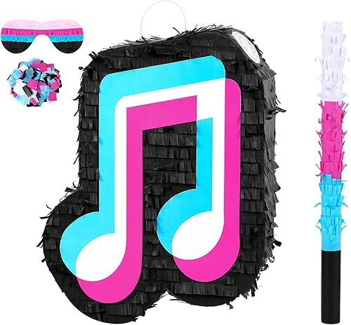 Piñata musical pequeña, decoración de fiesta de cumpleaños, DJ, video corto, redes sociales, fiesta temática de baby shower con palo de madera,