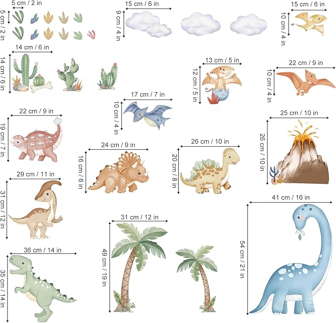 Vinilos Decorativos Dinosaurio Tropical Agua Volcán Hoja 3 Láminas miniatura 4