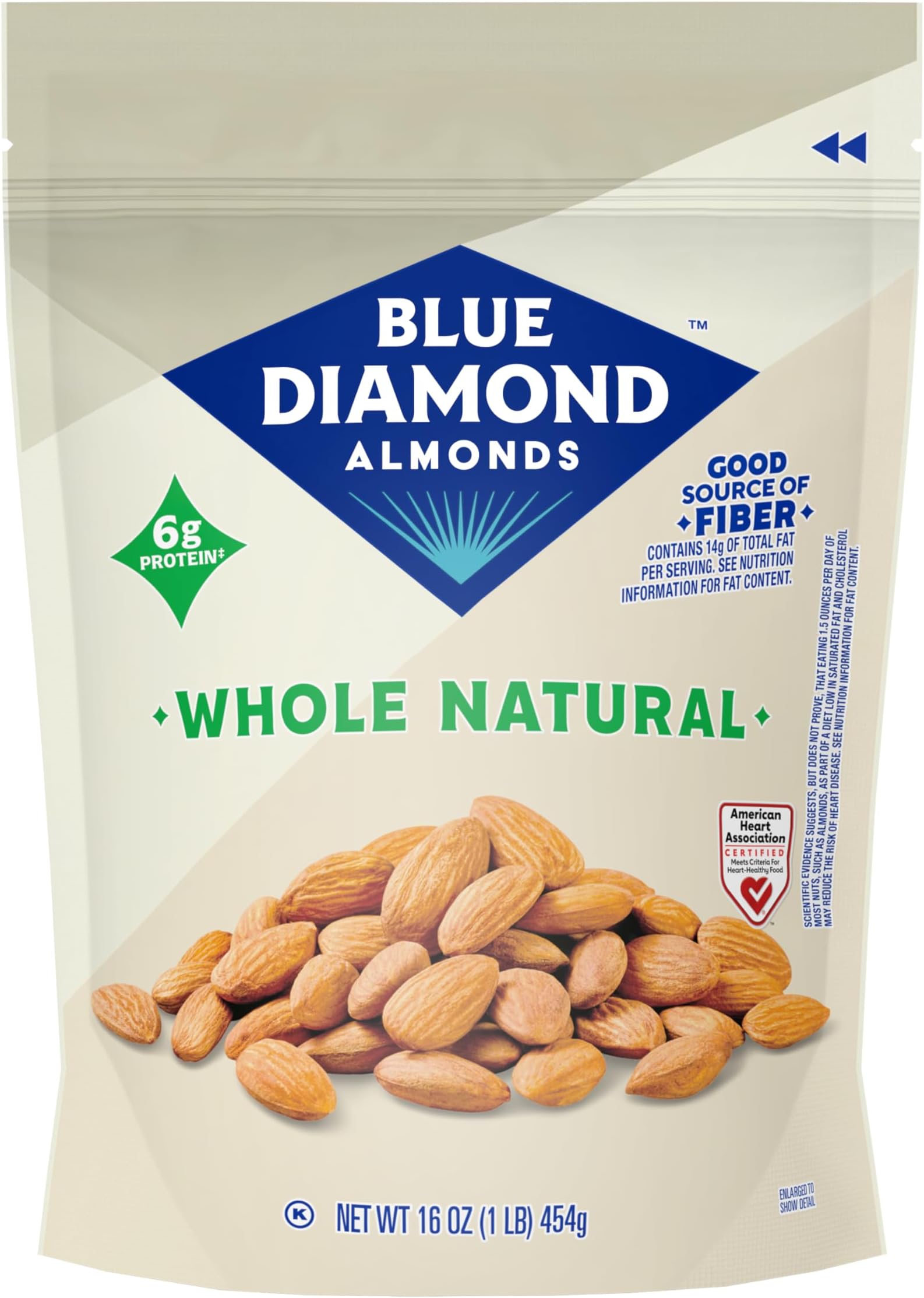 Blue Diamond Almonds, Raw Whole Natural, 16 Ounce