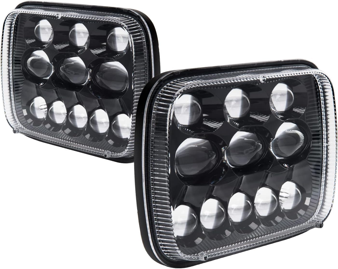 KAX 7x6 5x7 Led Headlights Assemblies 300% Brighter Upgraded Led Sealed Beam with High Low Beam H6054 6054 Led Headlights Replacement for YJ Cherokee XJ Savana Truck with H4 Adapters 2Pcs