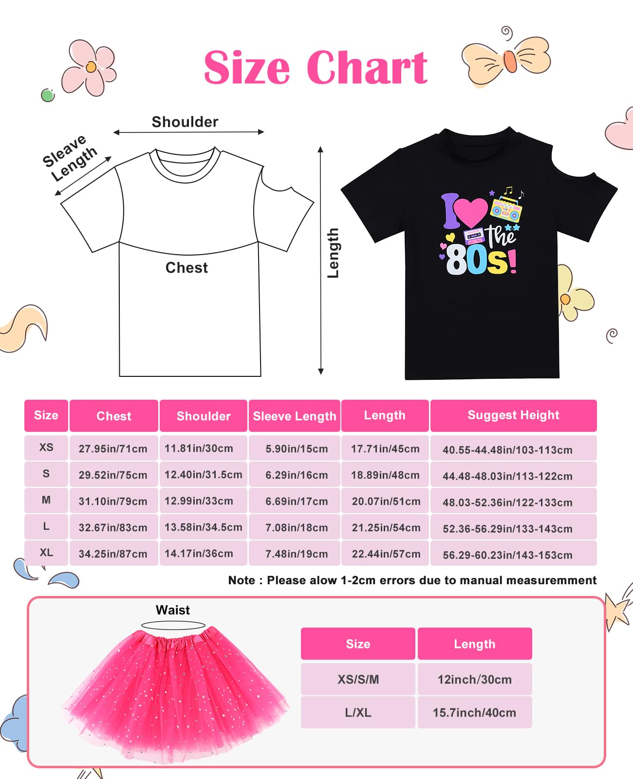 VVHAITUO 80s Costumes for Kids, 80s Costume for Girl, 80s Outfits for Girls Kids, for Cosplay 1980s Party for Girls