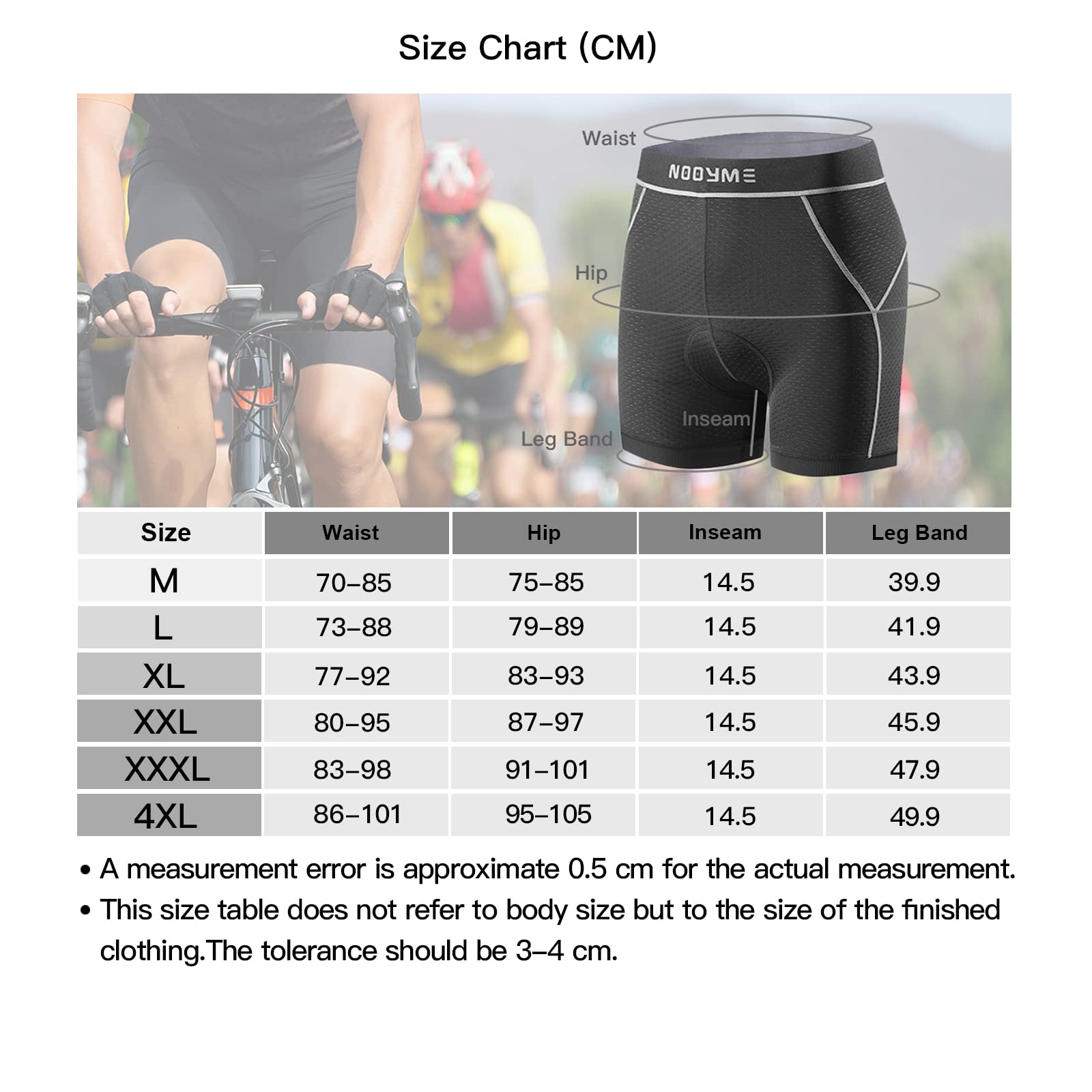 NOOYME Shorts de Ciclismo para Hombre Calzoncillos de Ciclismo para Hombre con Almohadilla para el Asiento