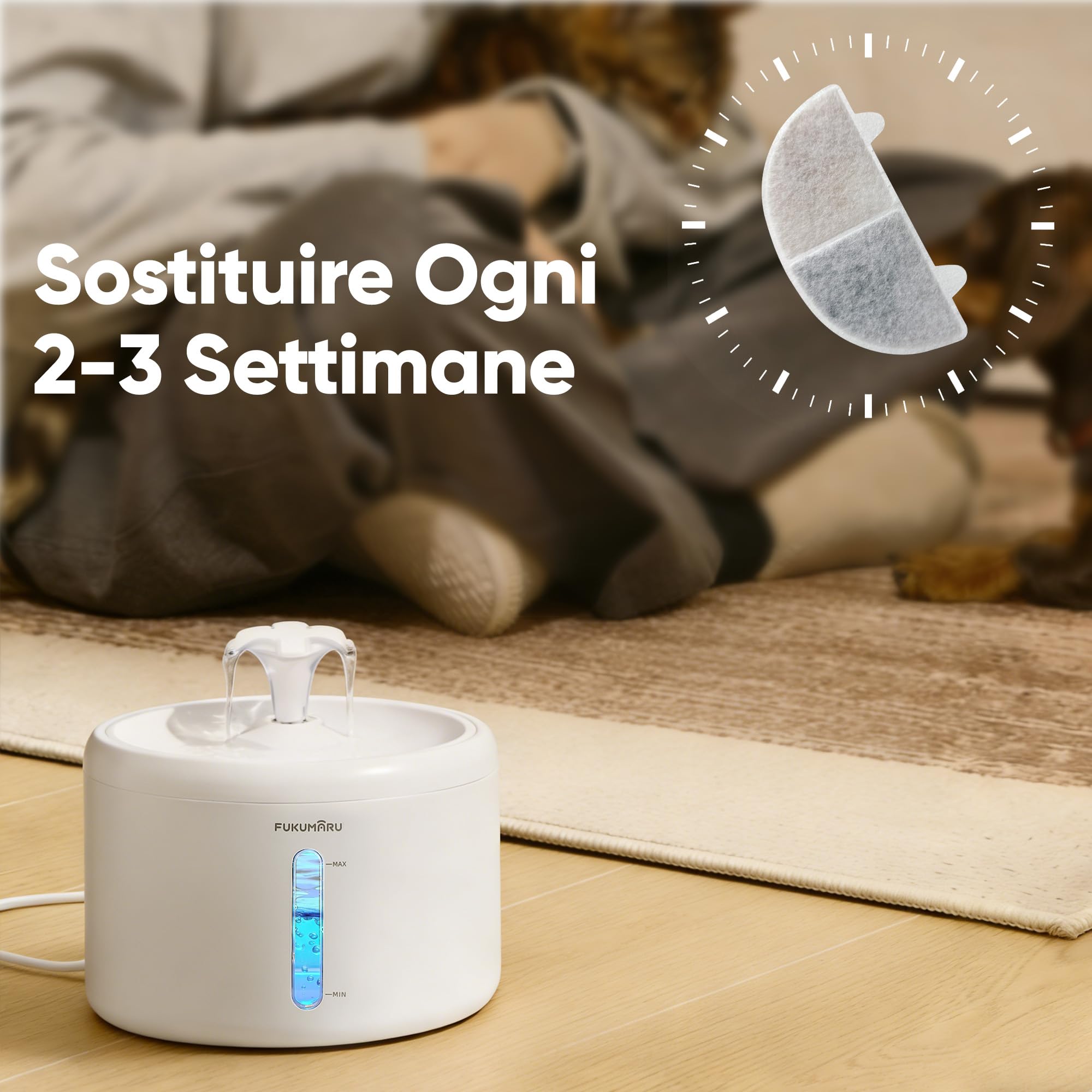 FUKUMARU 12 Pezzi di Filtri di Ricambio per Fontana per Animali Domestici.Compatibili con La Fontanella per Gatti di FUKUMARU（6 Filtri a Carbonio + 6 Filtri in Spugna）