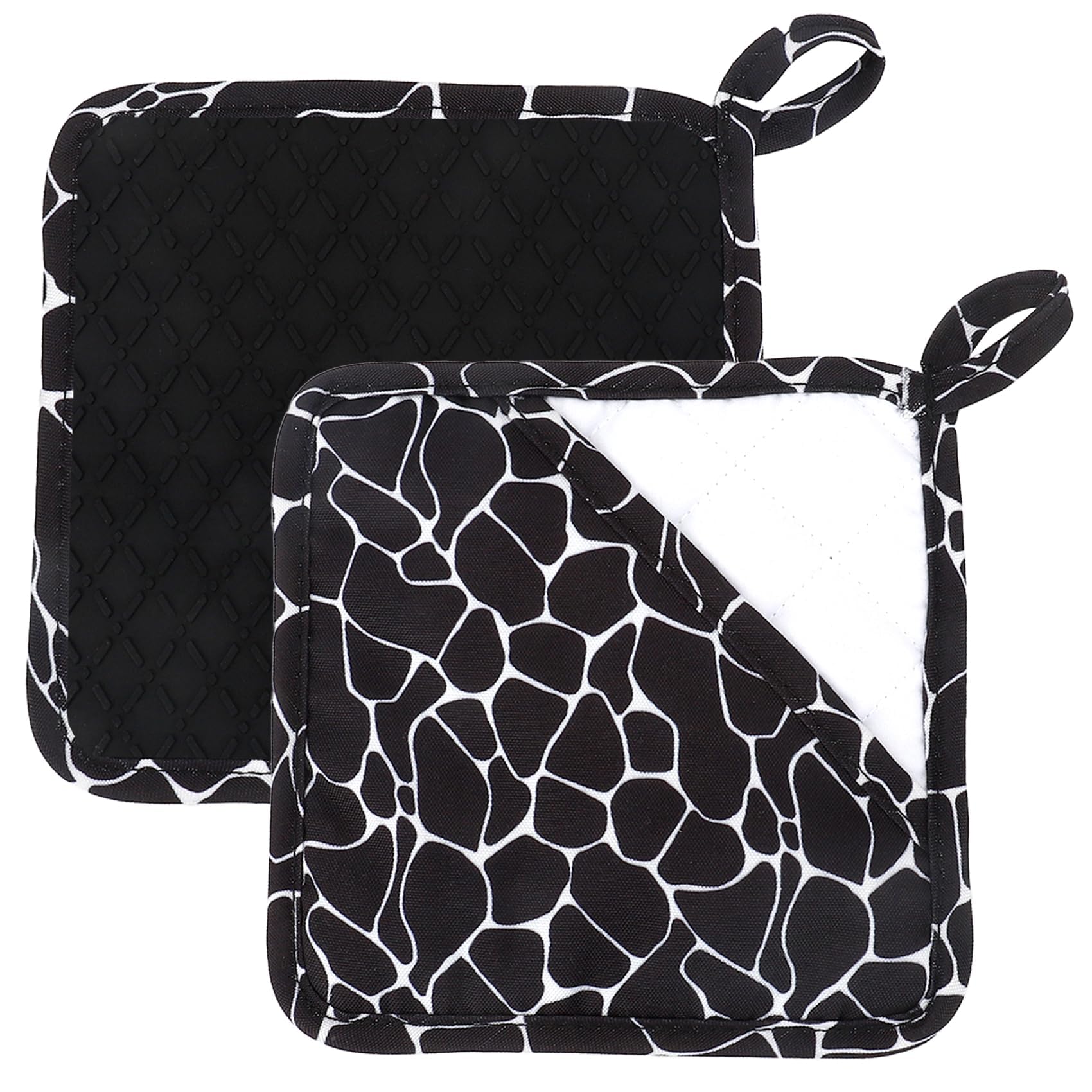 2 In 1 Pot Holder With Pocket,2 Pieces Pocket Pot Holder Set,Cotton Heat Resistant Potholder,For Kitchen Cooking And Baking(Black Lattice)