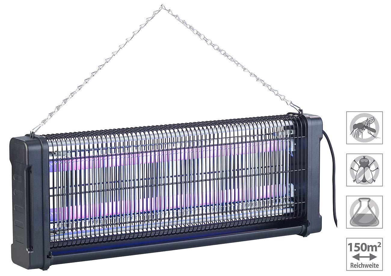 Lunartec Insektenlampe: UV-Insektenvernichter mit Rundum-Gitter, 2 UV-Röhren, 2.000 V, 40 Watt (Insektenvernichter elektrisch, Elektro, Lampe)