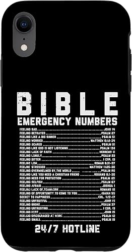 Miniatura 61 de Funda de regalo cristiana para iPhone 11 con números de emergencia bíblica, versículo de Dios Jesús, fe