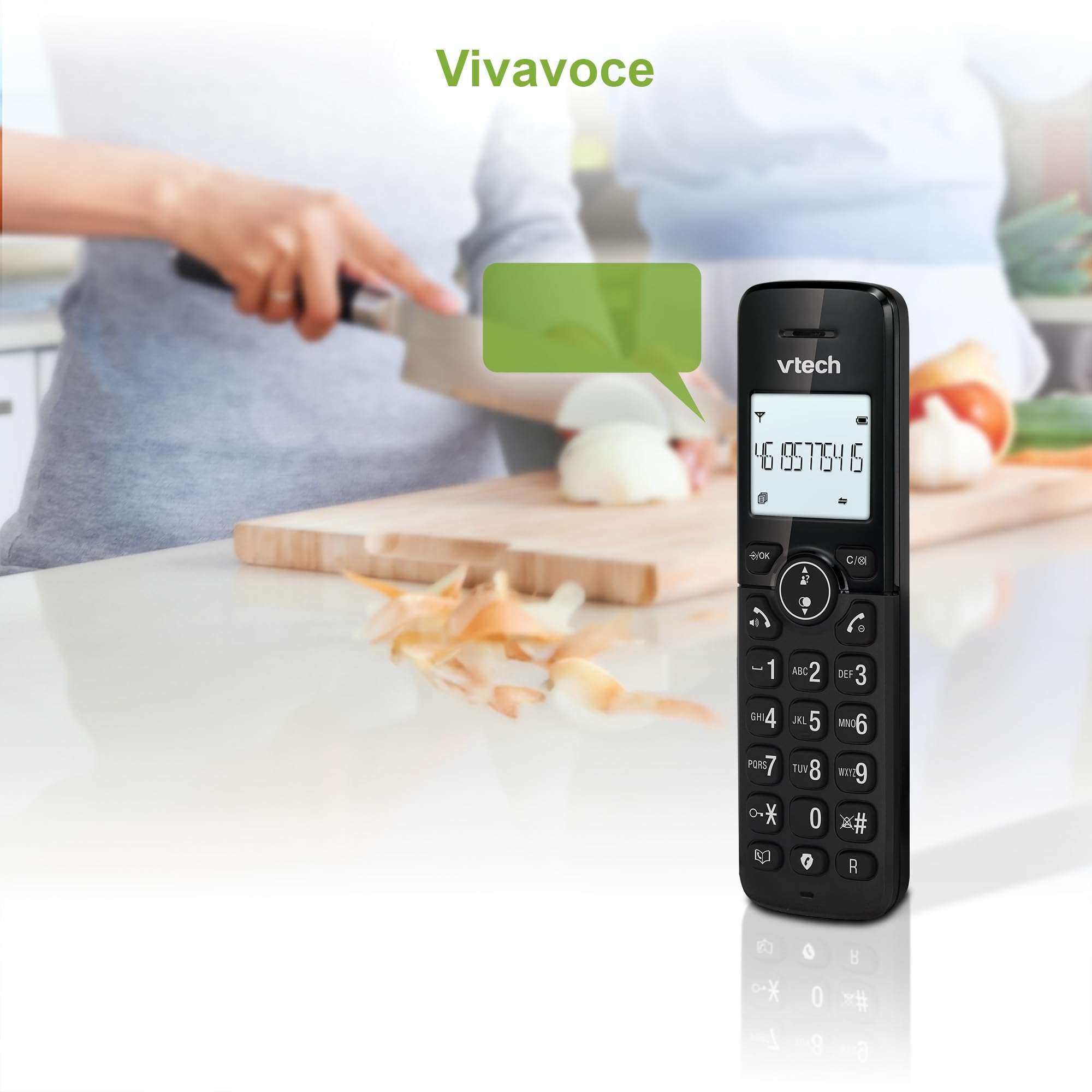 VTech CS2001 Teléfono inalámbrico Casa dúo con Manos Libres y Bloqueo de Llamadas, DECT Teléfono Fijo, identificador de Llamadas, Pantalla retroiluminada, Teclas Grandes, 30 libreta de direcciones