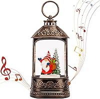 Vista 1 de Linterna de globo de nieve de Navidad, gnomos iluminados con purpurina, globo de nieve con música, decoraciones musicales de Navidad USB y funciona