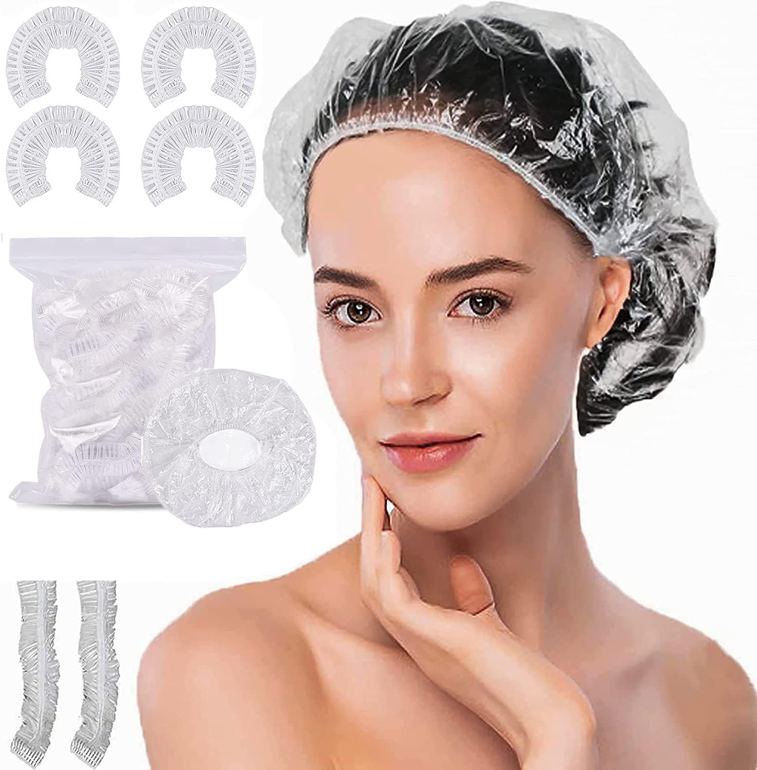 Amazon シャワーキャップ LOORIPRO 使い捨てヘアキャップ 100枚入り Lサイズ ヘアキャップ 防水 透明 PE製 大きめ