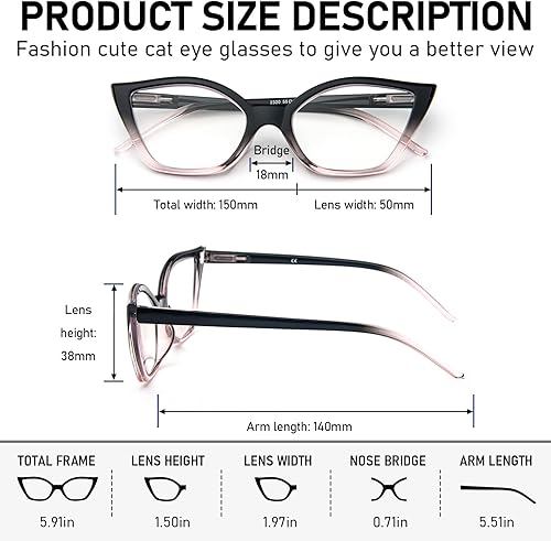 Miniatura 5 de MMOWW Oversized Square Reading Glasses Fashion Cute Blue Light Blocking Computer Readers for Women 3 Pack