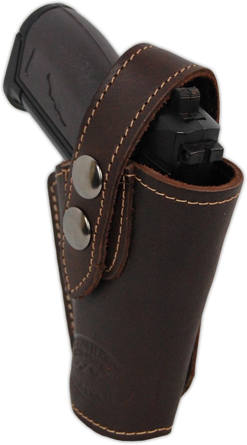 New Barsony Brown Leather OWB Belt Clip Holster for Mini 22 25 .380 Pistols