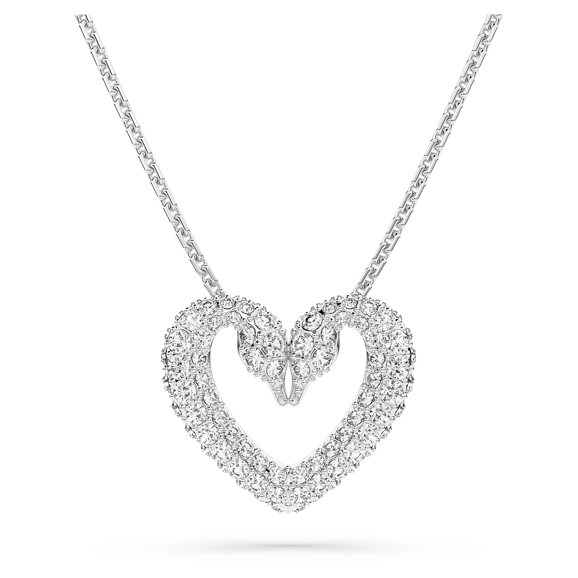 SwarovskiHeart Bracelet, White Pavé Crystals, Rhodium Plated from the Una Collection