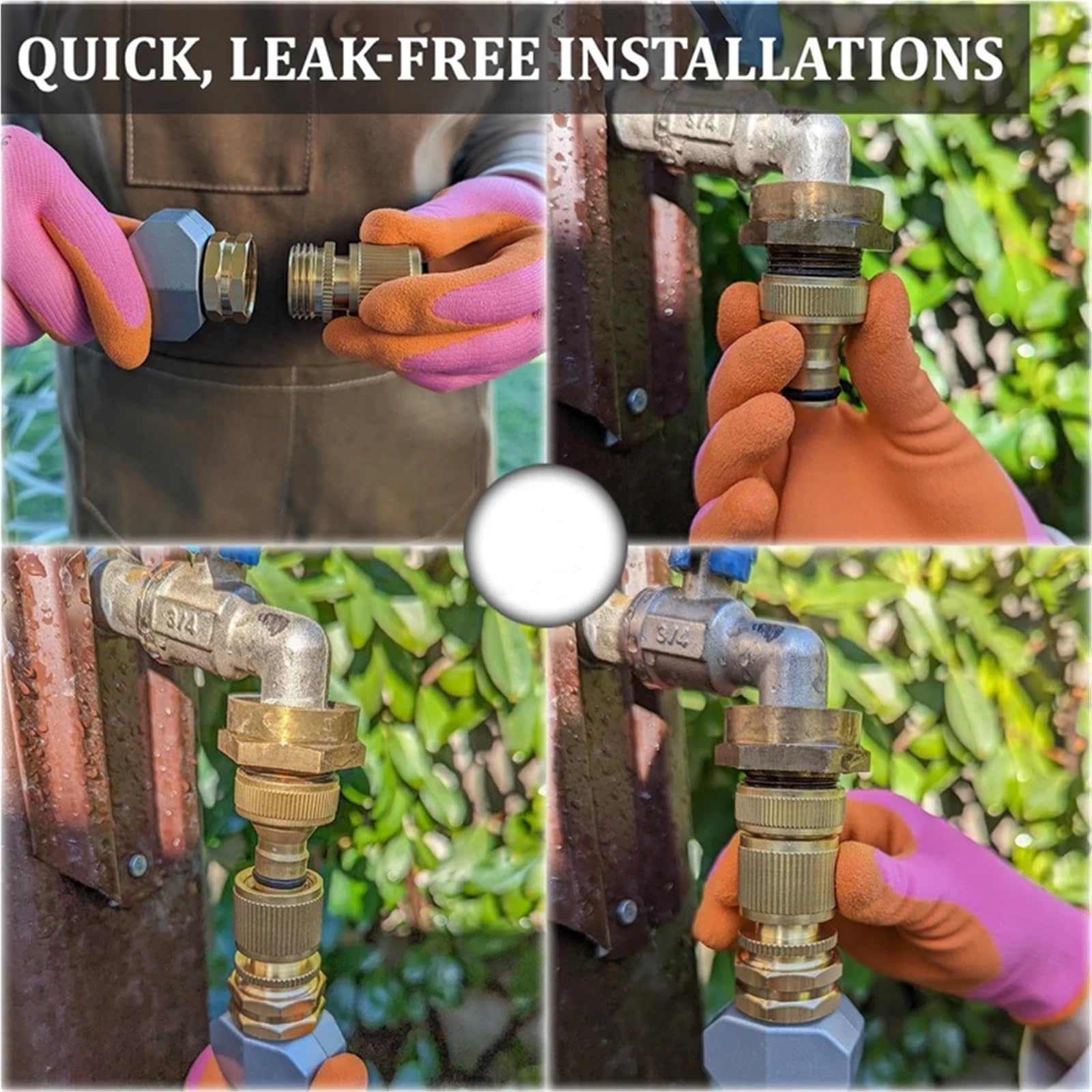 Brass Water Hose Quick Fittings Release Hose Connector Fit for 3/4" Gardening Hoses Garden Hose Quick Disconnect Set(4 Set ())