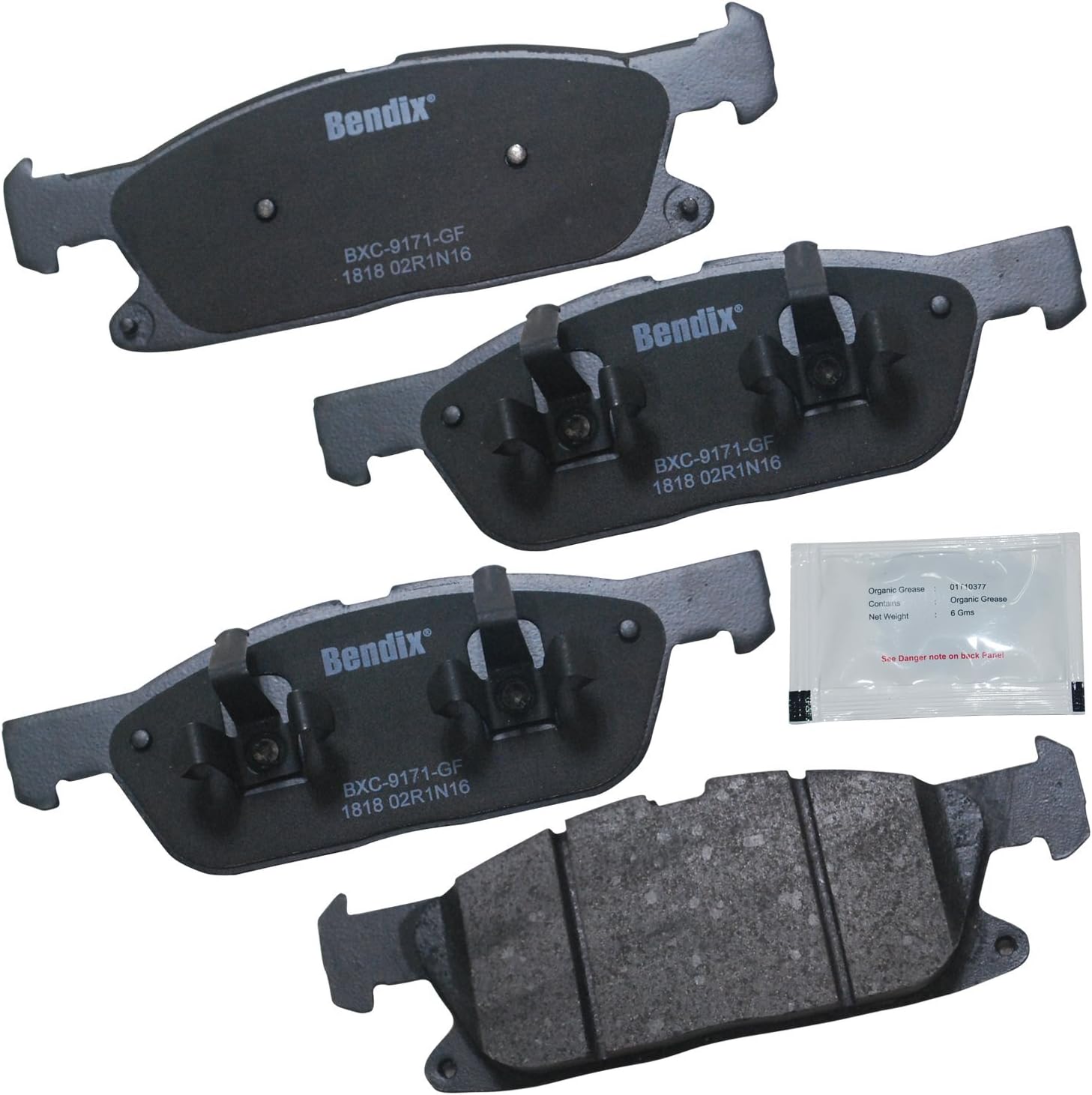 Bendix Priority1 CFC1818 Ceramic Front Brake Pads for Ford Edge 2021-2015, Lincoln Continental 2018, MKX 2018-2016, Nautilus 2022-2019