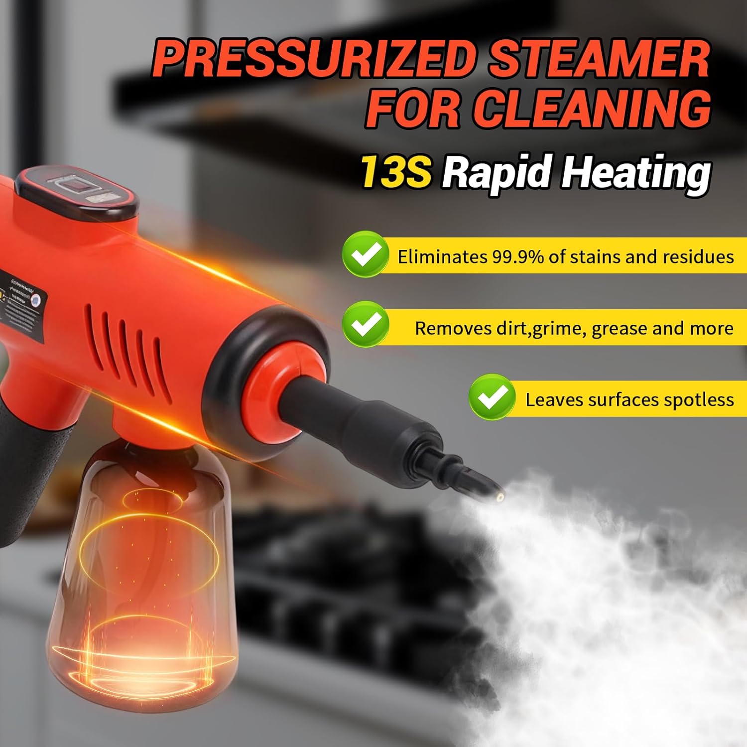 1200W Handheld Steam Cleaner 600 ml Capacity Portable High Pressure Steam Cleaner with 8 Accessories, Easy And Effortless Rapid Heating Steam Cleaner for Kitchen, Sofa, Car, Floors and Window
