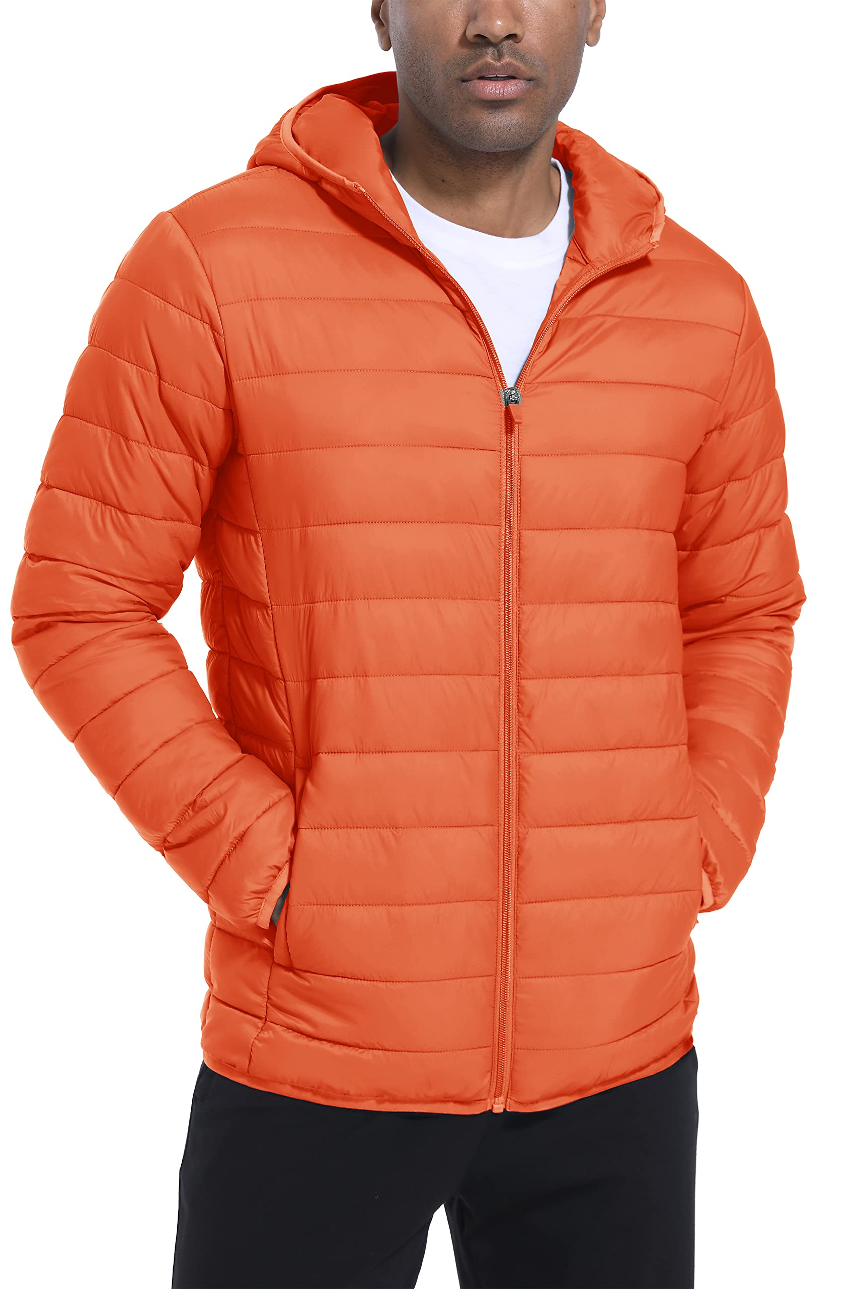 TACVASENMen's Hooded Puffer Water-Repellent Down Alternative Jacket Insulated Lightweight Windbreaker Quilted Coat