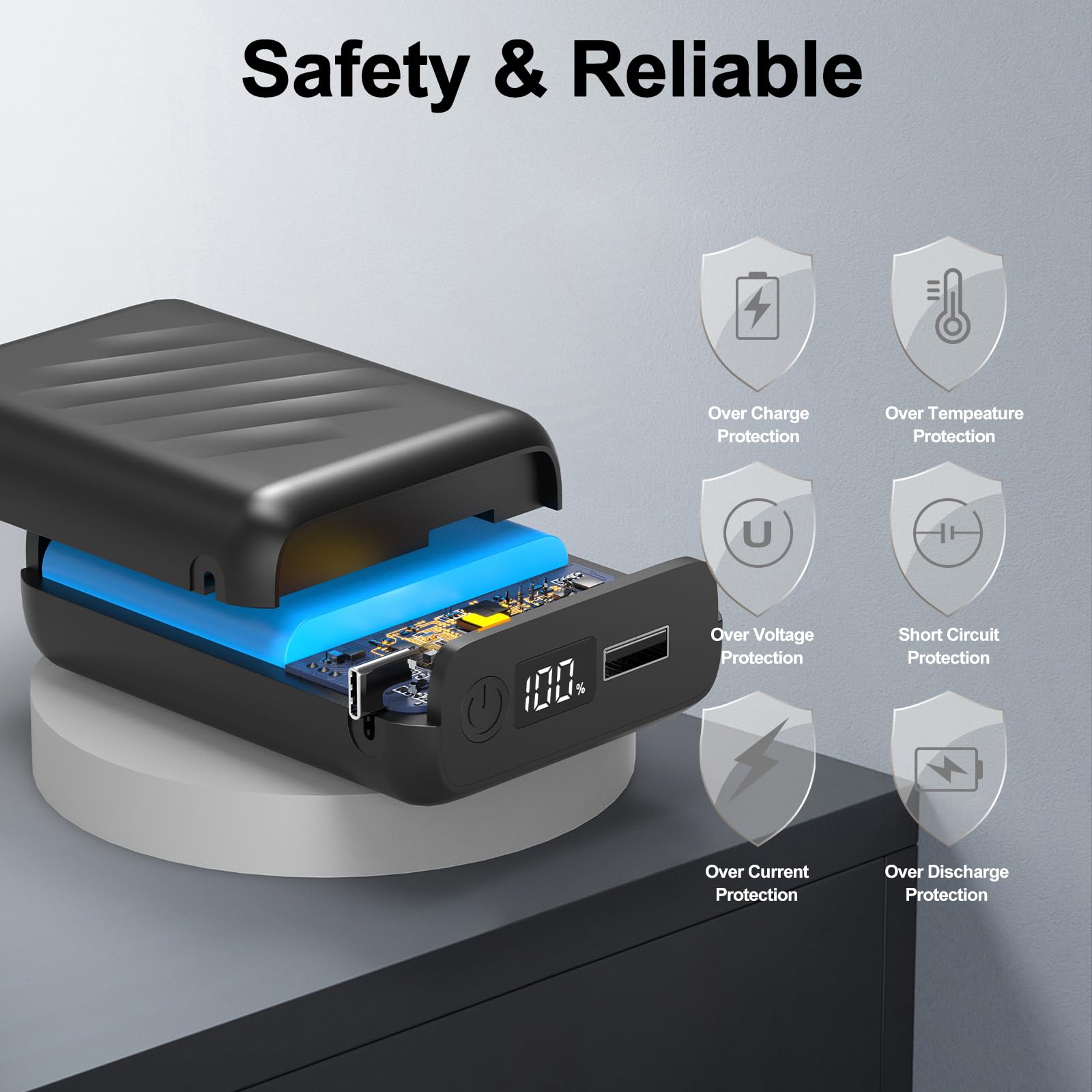 20000mAh Batterie pour Gilet Chauffant-Power Bank à Charge Rapide avec écran LED et Sortie DC7,4V pour Veste Chauffante,Sweat à Capuche et Pantalon, Compatible avec iPhone iPad Samsung