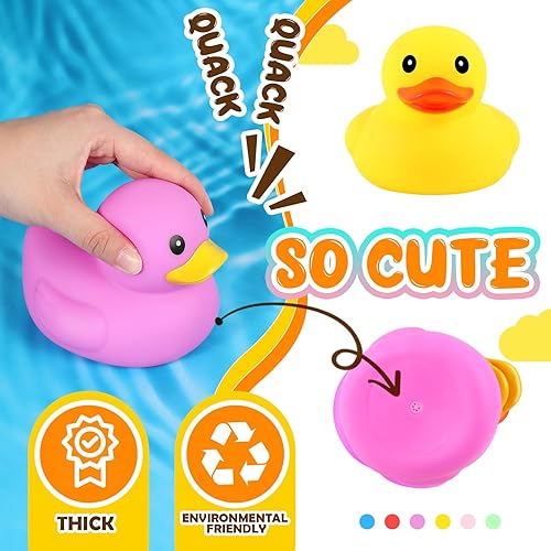 Miniatura 4 de Deekin 6 patos de goma multicolor de 5 pulgadas, surtido de patos de goma a granel para niños, baby shower, piscina, aula, verano, playa, actividades
