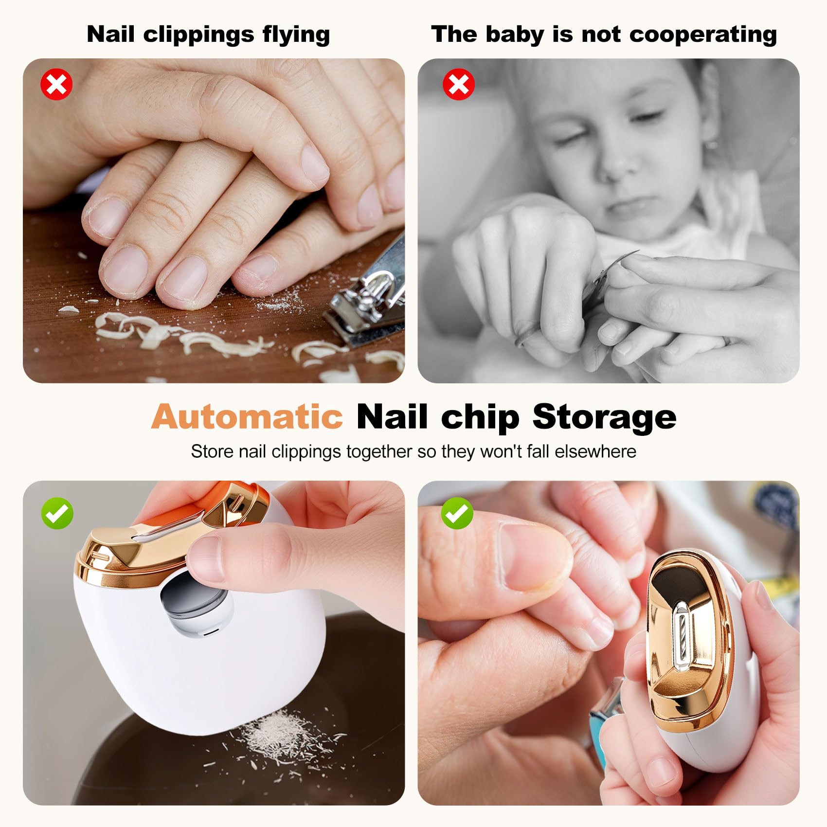 Electric Nail Clipper, Automatic Nail Clipper, 2-Speed Adjustable, USB Rechargeable Safe Automatic Baby Electric Nail Trimmer, Suitable for Babies, Children, Adults and The Elderly