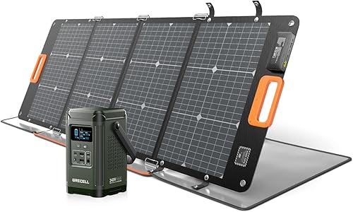 GRECELL Estación de energía portátil de 240 W con panel solar biacial portátil de 120 W, generador solar de 153.6 WH Batería LiFePO4 de doble vía