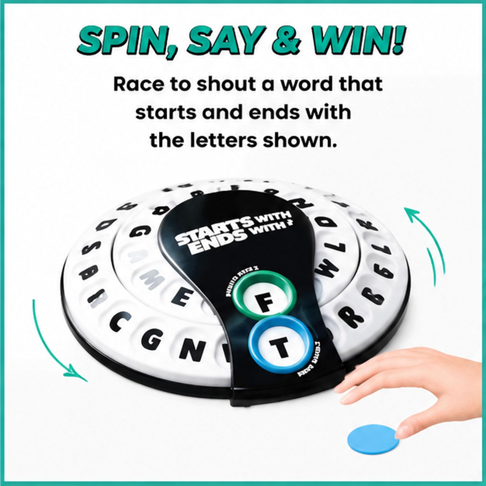 Nuevo juego de palabras Spin & Shout 2026 para adultos: juego de fiesta dinámico de vocabulario con ruedas de letras, ruleta y 20 fichas para noches de juegos, viajes y reuniones en grupo (3Pcs)