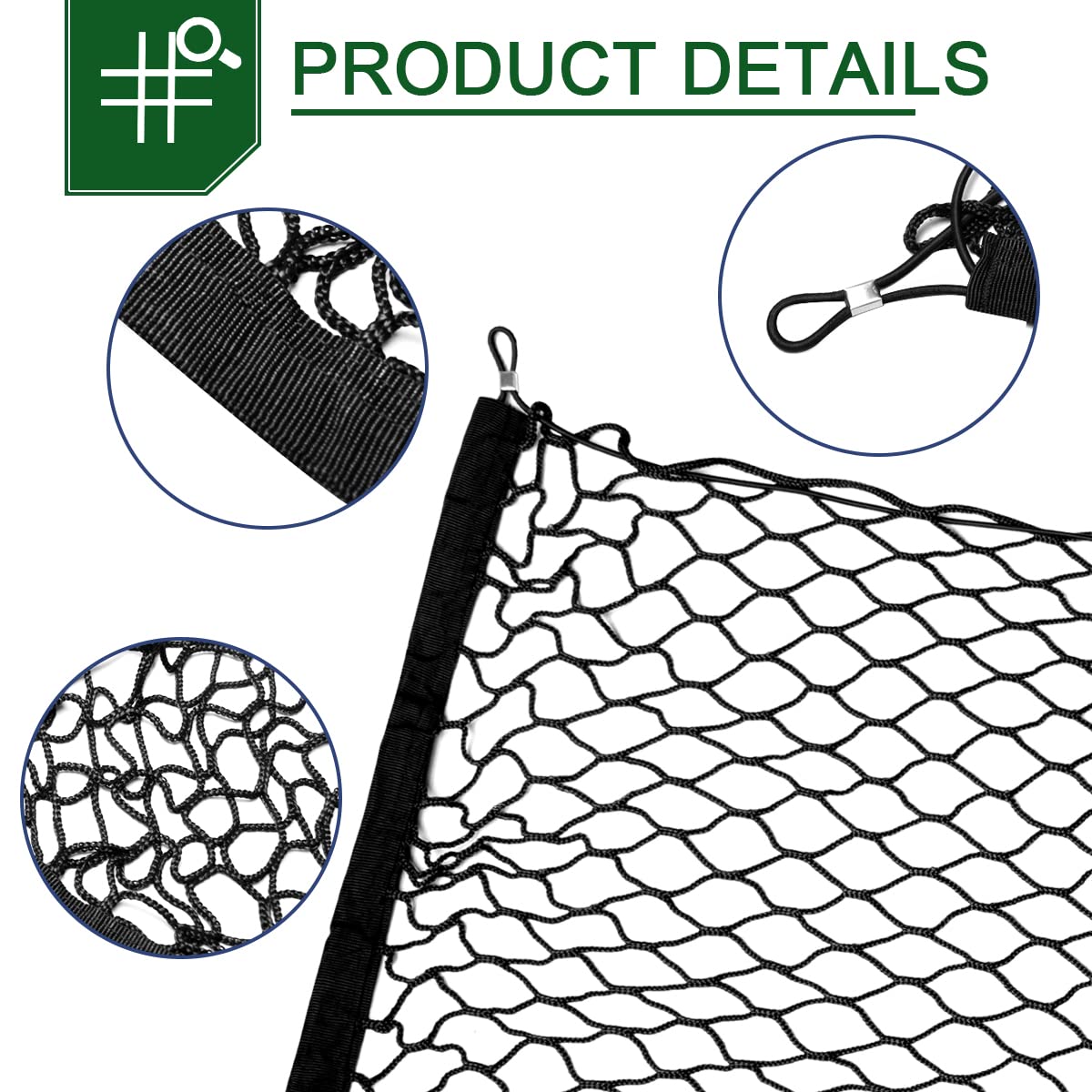 Filet De Rangement Pour Coffre De Voiture - 110 X 60 Cm, élastique Avec Crochets - Pour SUV, Berline, Bus