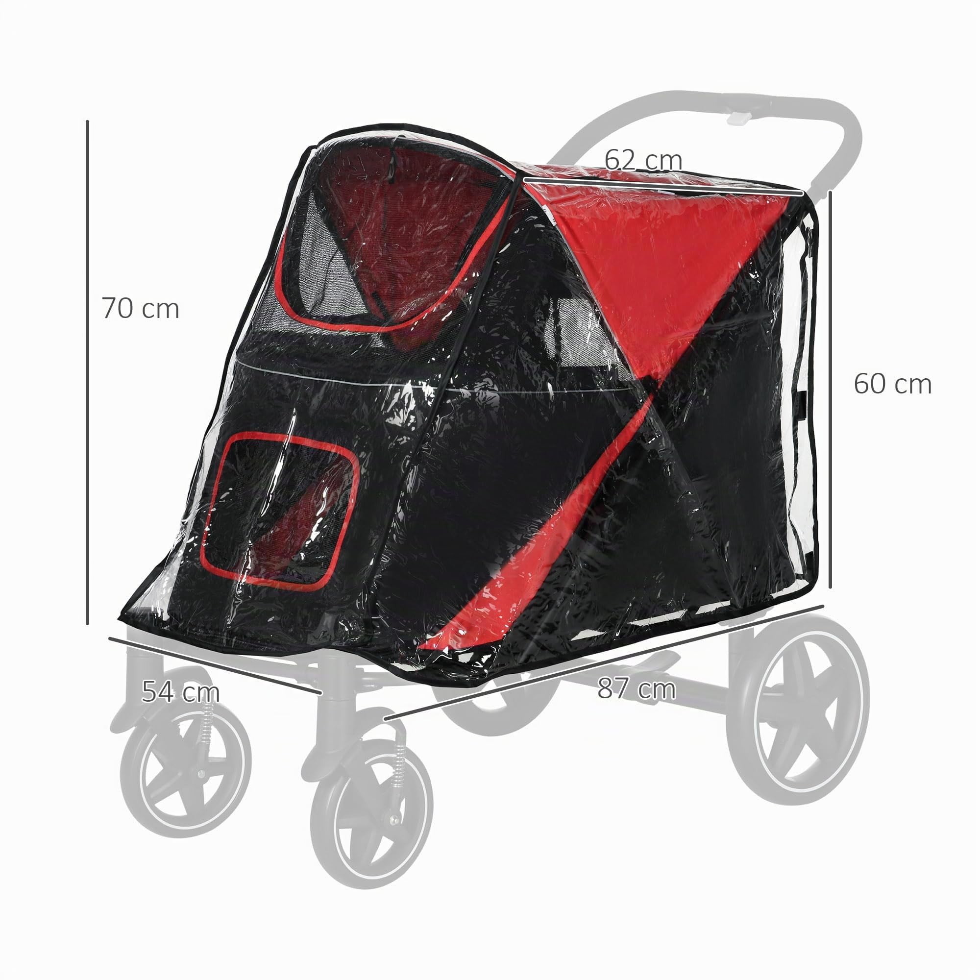 PawHut Regenschutz für Hundewagen, Buggy, für große und mittelgroße Hunde