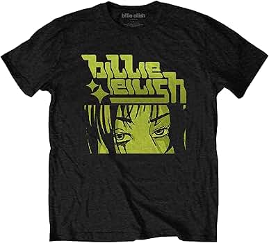 Billie Eilish T Shirt Anime Logo Official Unisex Black Size
