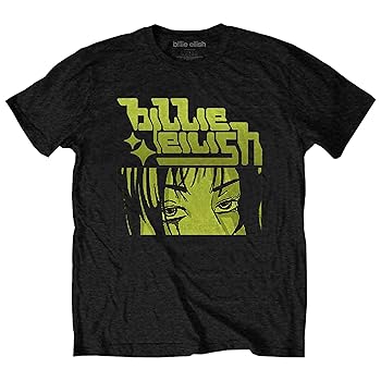 Billie Eilish T Shirt Anime Logo Official Unisex Black Size