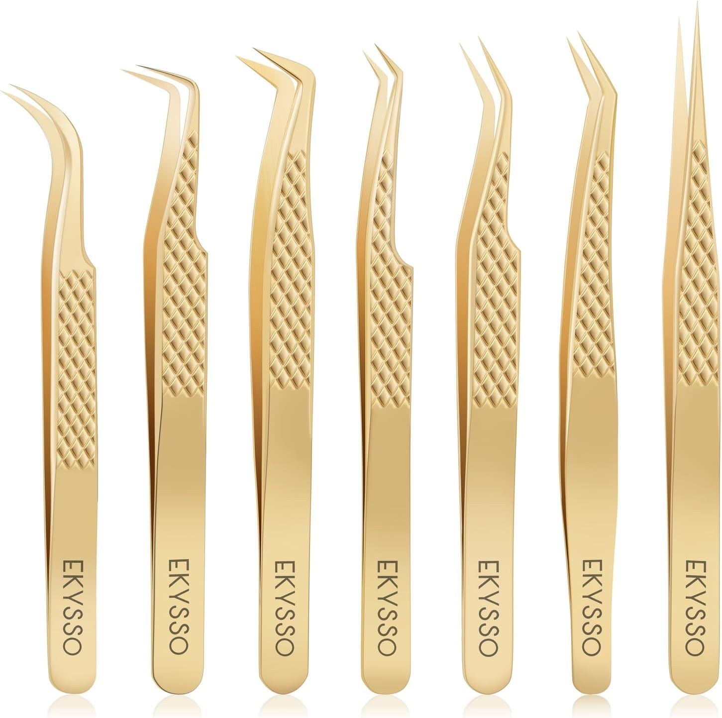 Eyelash Tweezers for Lash Extensions (Set of 7), Professional Lash Extension Tweezers Kit, Lash Tweezers for Mega Volume, Isolation & Classic False Lashes, Lash Artist Supplies