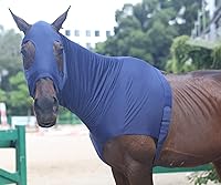 Vista 4 de Leberna Capucha elástica para caballo con cremallera y cubierta completa para el cuello (azul marino, S)