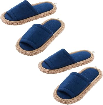 LEC Gekiochi-kun Cleaning Slippers NEO Set of 2, Size M, Approx. 8.7 - 9.8 inches 22 - 25 cm, Navy, Machine Washable OK, Microfiber